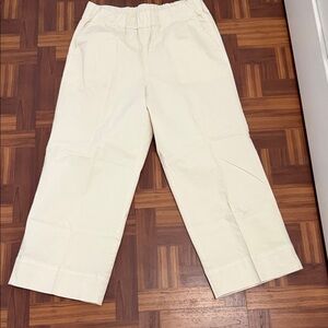 J. Crew Off-White Elastic Waist Wide-Leg Pants